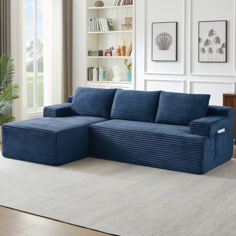 Canapé modulaire en L, revêtement en velours côtelé, style moderne, pour salon et appartement