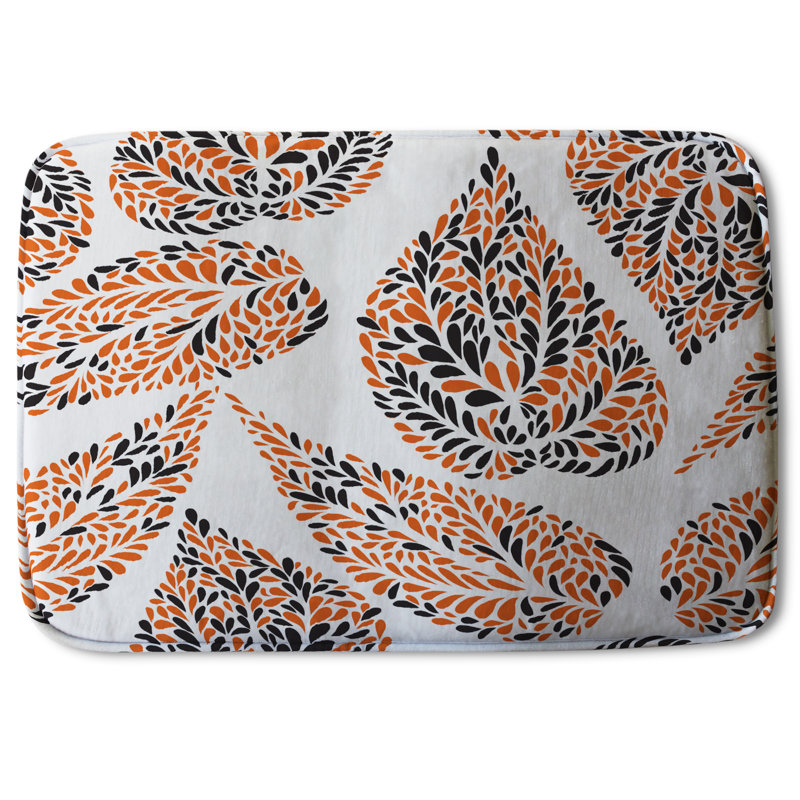 Aissa Non-Slip Bath Rug, Orange Paisley Drops