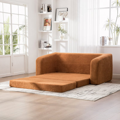 Canapé-lit escamotable pliable 71 po 2-en-1 avec accoudoirs et coussins de dossier, canapé-lit convertible en chenille désossé, avec matelas, lit de repos, canapé-lit, salon, chambre d'amis, dortoir