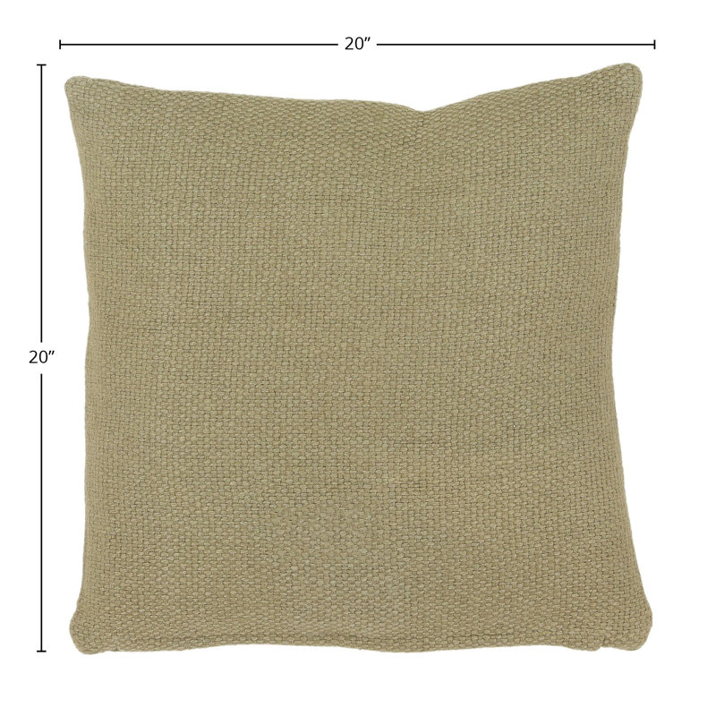 Bellamy 20" x 20" Linen  Blend Square Throw Pillow, Olive