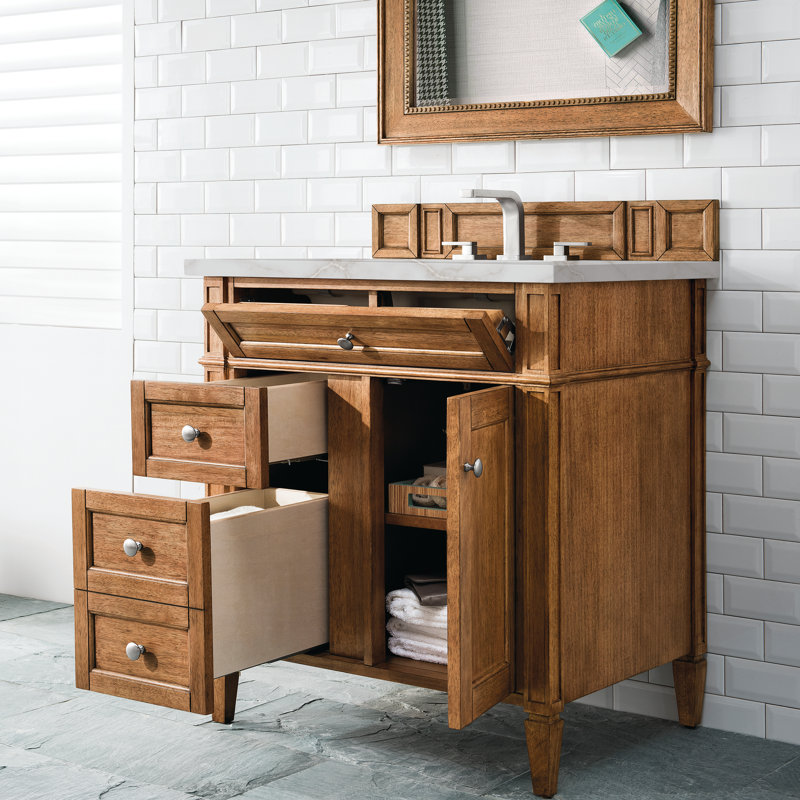 Brittany 30'' W Single Vanity, Victorian Silver, 8" Widespread, Saddle Brown