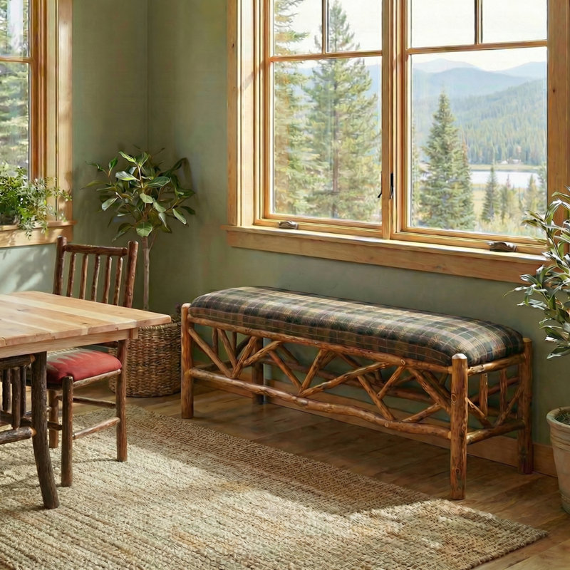 Banc en bois massif, 4 pieds, Matériau du client