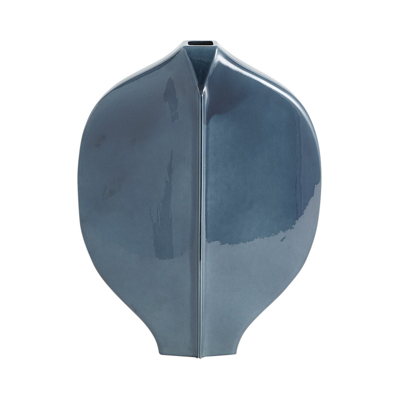 Center Ridge Vase-Blue, 18.25" H x 14" W x 4" D