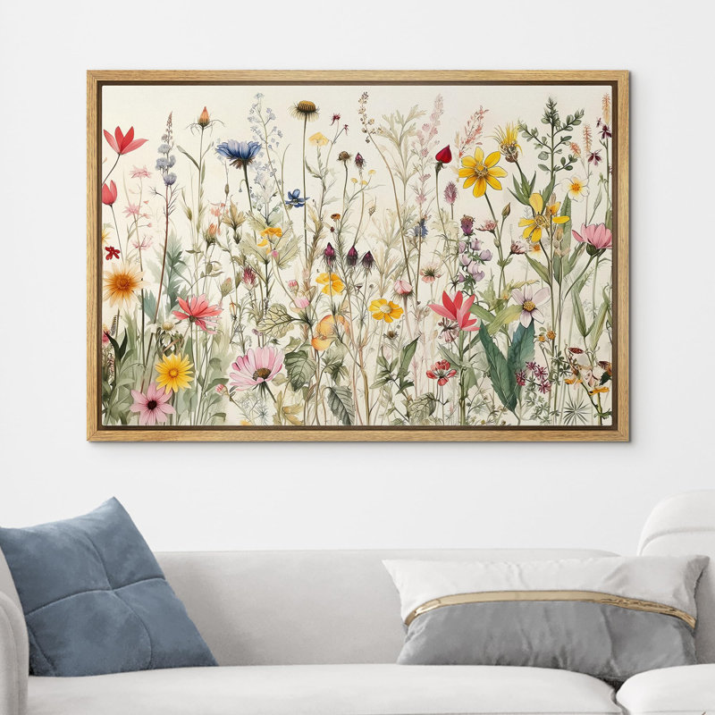 «Wildflowers Prints Minimalist» sur, Encadré naturel, H 24 po x l 36 po