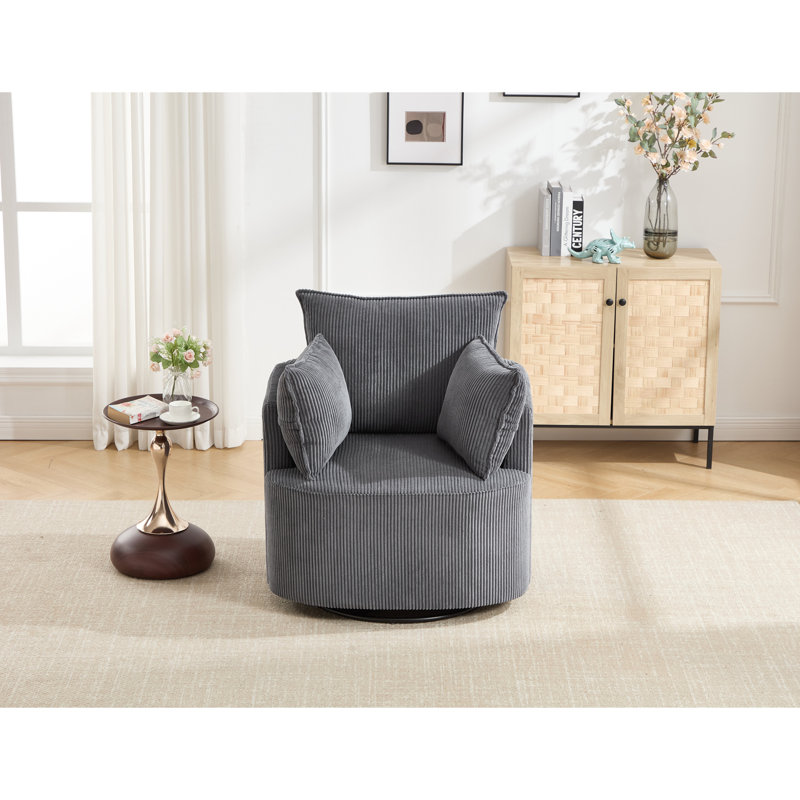 Chaise pivotante rembourrée en velours côtelé, Velours côtelé gris