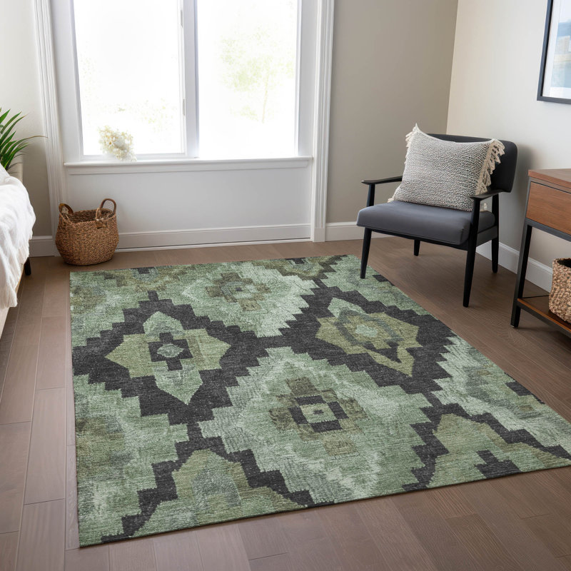 Tapis intérieur / extérieur Xhevrie lavable à la machine, Rectangle 10 pi x 14 pi