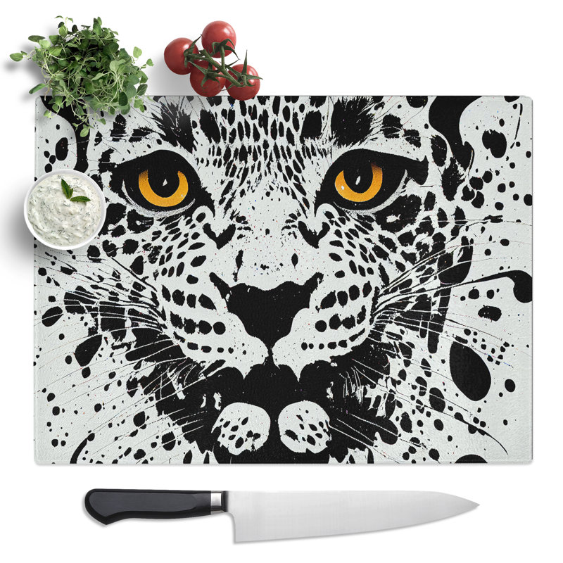 Leopard Splatter Abstract  Glass Chopping Board