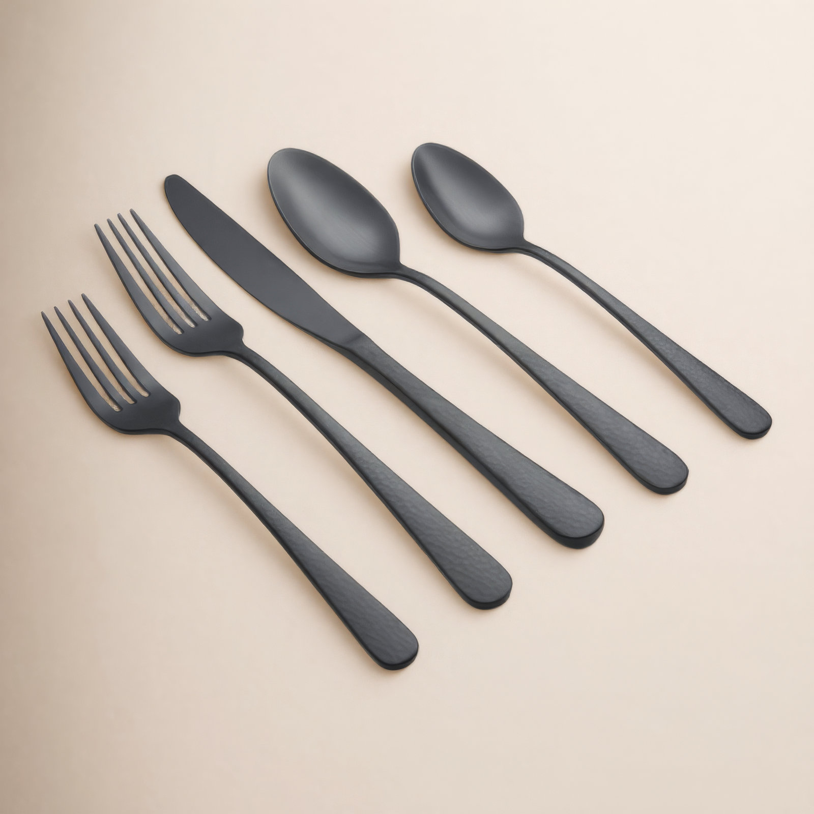 Keene Flatware Set - Service for 4, Black Satin