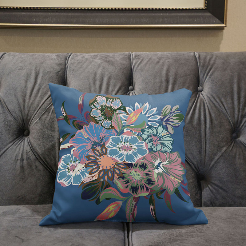 Housse et insert de coussin décoratif en polyester , 18 po x 18 po, Rose/vert