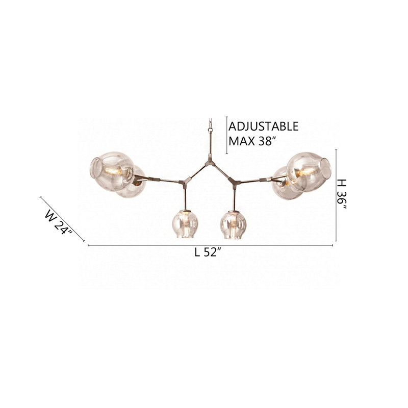 Newcomb 6 - Light Modern Linear Chandelier , Satin Nickel