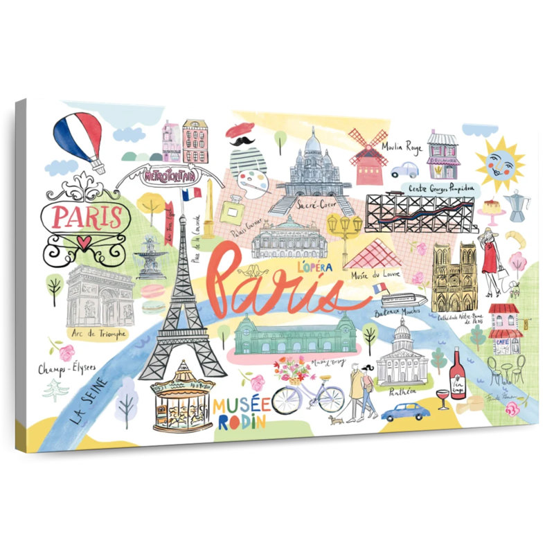 Kavia Paris Map Light, 20" H x 30" W