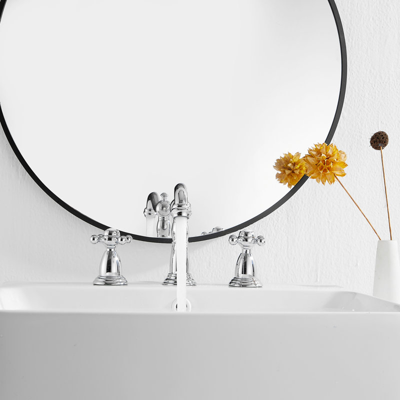 Widespread Bathroom Sink Faucet With Drain Assemly, Polished Chrome