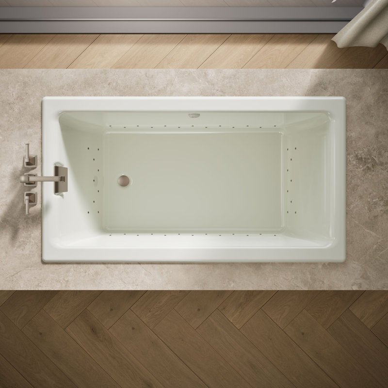 Tea-for-Two 66" x 36" Heated BubbleMassage Air Bath, Dune, Vibrant Brushed Nickel