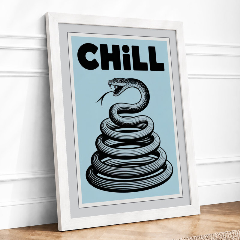 Chill Snake Poster Modern - Framed Print, A3 - 42.0 x 29.7 cm, White