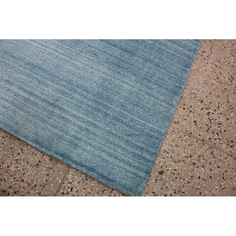 Tapis tissé à la main | Tapis en laine et bambou en soie moderne | Tapis d'intérieur bleu 9 mm