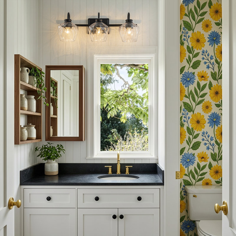 Éclairage pour meuble-lavabo à intensité variable Montalto, Noir mat, Trois lumières
