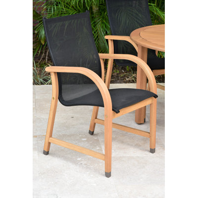 Alyisa Teak Finish Modern Patio Dining Chair (Set Of 2)