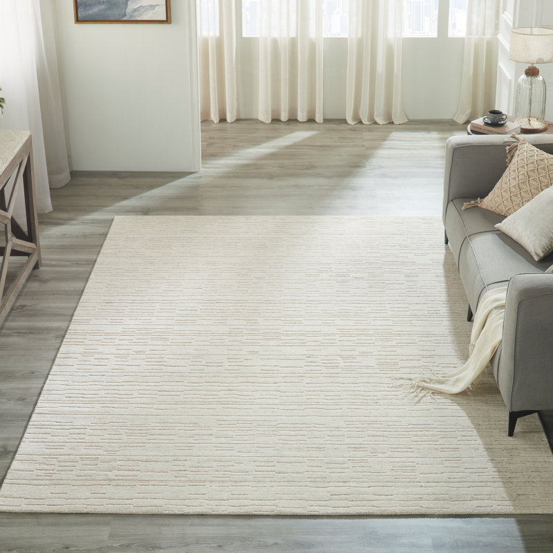 Tapis gris clair en laine Luxe, Rectangle 9 pi 6 po x 13 pi, Cream