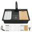 Évier de poste de travail en composite de quartz noir Waterfall Edge 33 x 22 pouces - bol simple, quartz épaissi, qualité commerciale