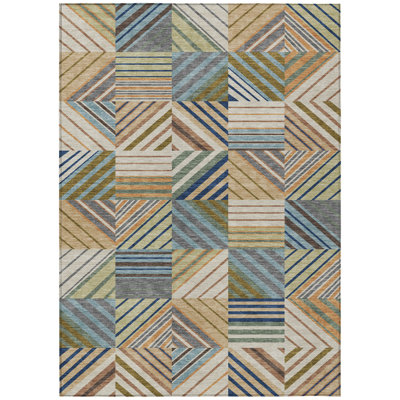Machine Washable Indoor/Outdoor Lanphear ACN2399 Patchwork Rug