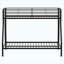 Cadre de lit simple superposé noir sur lit double Long Beach brillant, mobilier de chambre à coucher moderne bord de mer