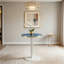 Panneau de fibres à densité moyenne rond de 23,6 po recouvert d'un comptoir de peinture UV, texture marbre, bordure en acier inoxydable, pieds de table en métal, table basse moderne et luxueuse.-2118661718