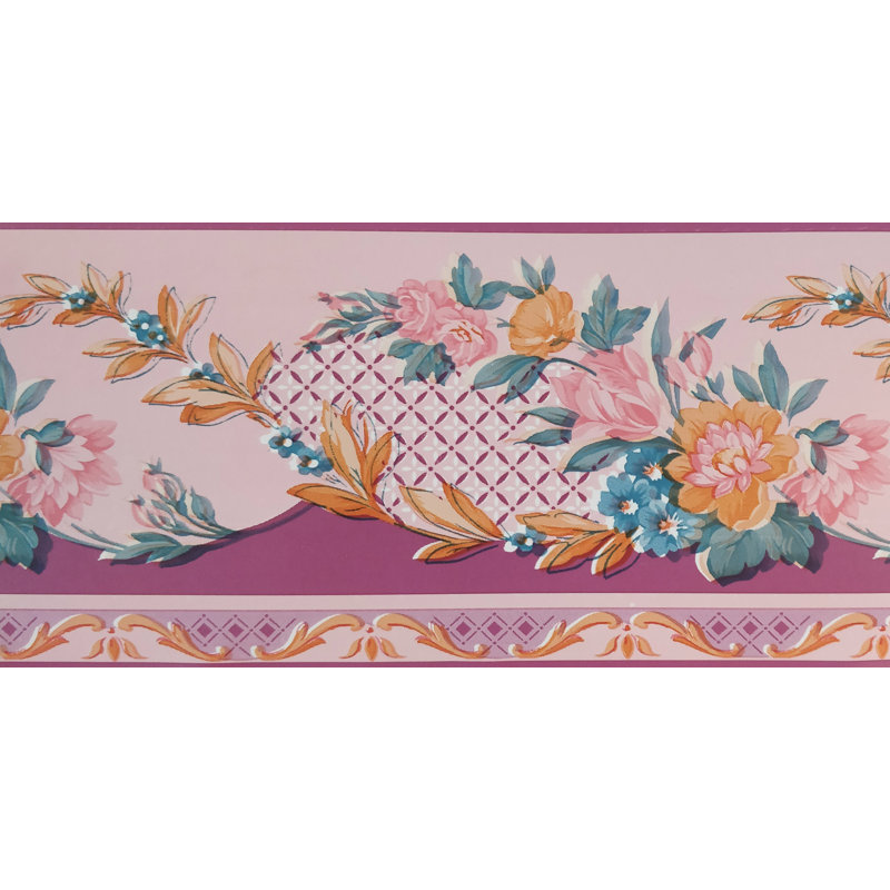 Bordure de papier peint à motif rétro 33 pi x l 4 po adhésif à clôture Kaelynn