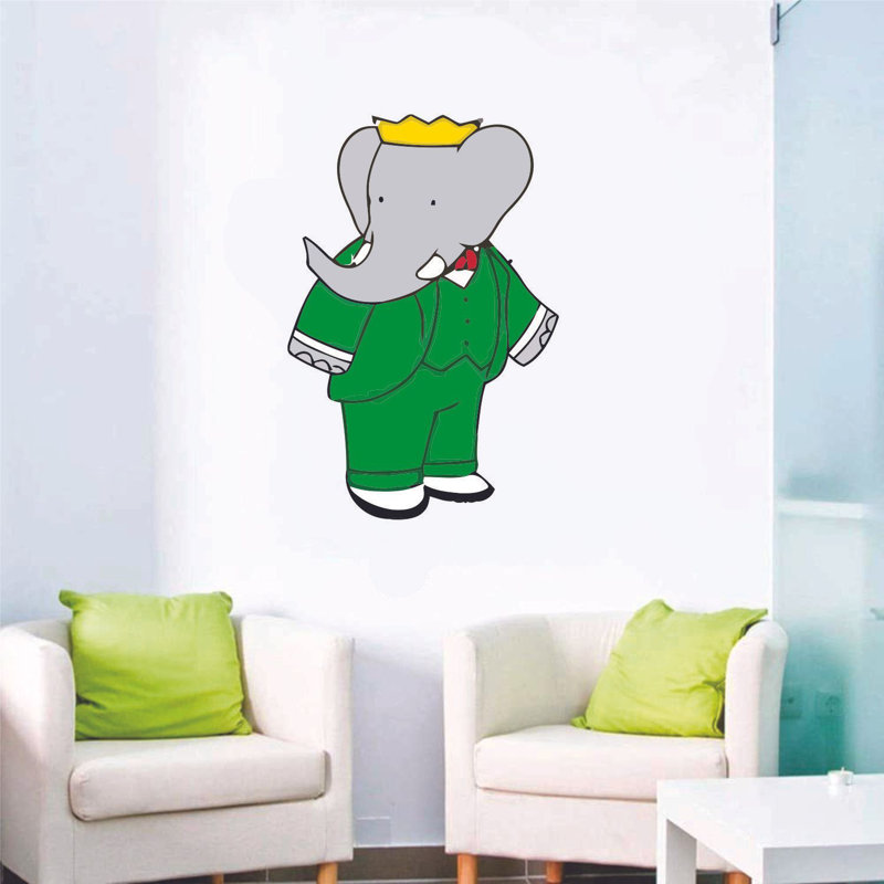 Décalcomanie murale mignonne avec couronne Mr. Elephant, 20 po x 12 po