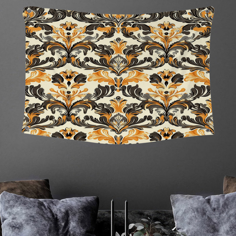 Tapisserie murale Ornement damassé - Décoration murale graphique, H 68 po x l 80 po