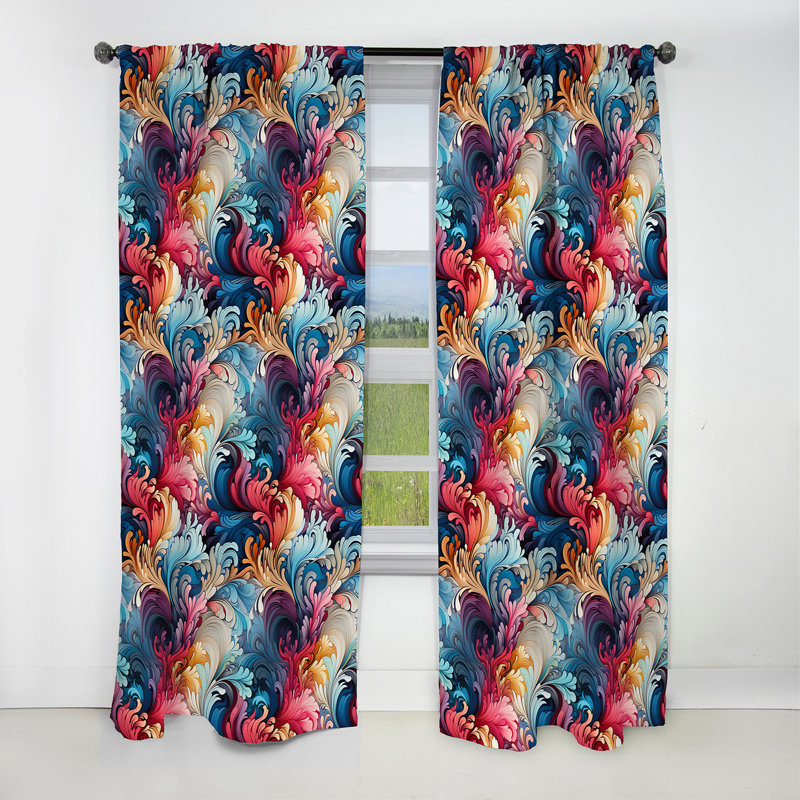 Ethno Paisley Harmony Fuse Marble Motif II - Rideau occultant en marbre abstrait - 1 panneaux, L 52 po x L 84 po