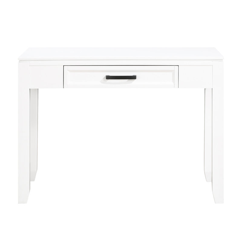 Bureau d'écriture rectangulaire avec tiroir, blanc