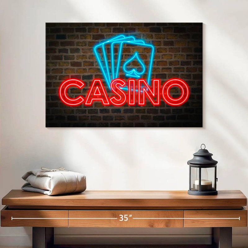 Casino Cards Neon Lights, 16" H x 24" W