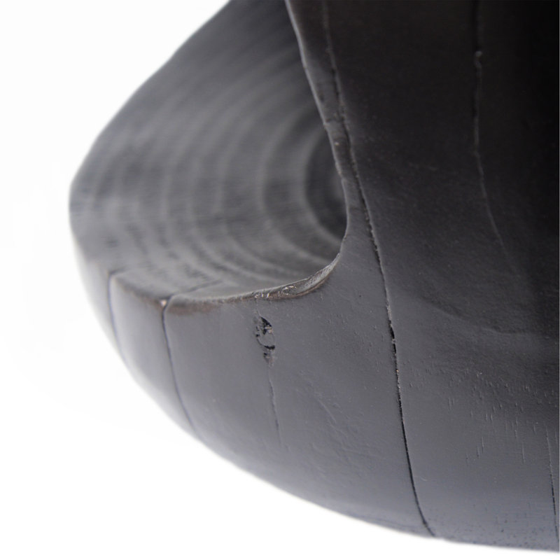 Hollow Side Table, Wood-Like Texture, Black Color, Black