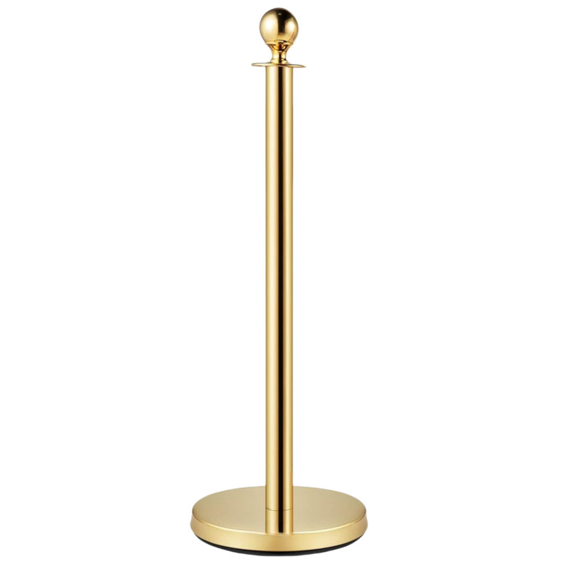 Paquet de 4 chandeliers en acier inoxydable doré avec dessus à boule - Barrière de contrôle des foules en corde de velours rouge de 5 pi pour une exposition de théâtre de fête de mariage