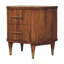 Table de chevet nervurée en bois avec accents en laiton, brun, 2 tiroirs