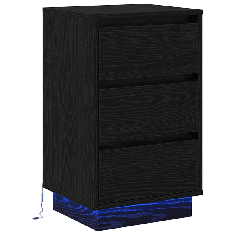 Bedside Cabinet 39 X 34.5 X 65 Cm Engineered Wood, Black