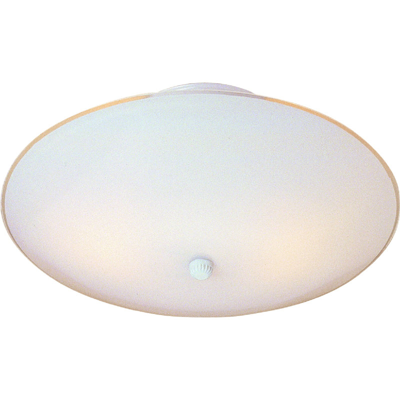 2-light Indoor Simple 12"W Round Bowl Flush Mount with White Glass