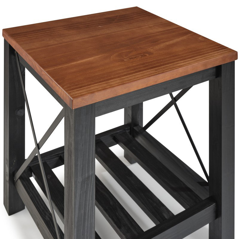 Solid Wood End Table, Black