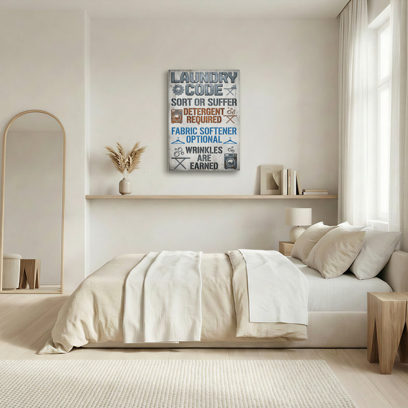 «Laundry Code Sort or Suffer Detergent Required Assouplissant», H 30 po x l 20 po