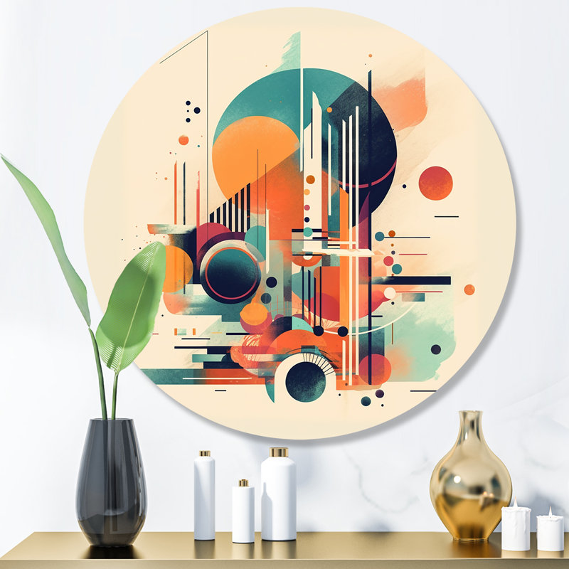 Décoration murale orange et bleu Contemplative Space V, H 16 po x l 16 po x P 1 po
