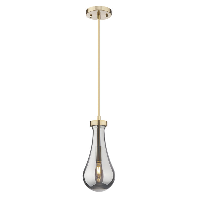Luminaire suspendu à 1 lumière Owego, Plaqué couleur fumée, Nickel poli, H 12,13 po x l 5,13 po x P 5,13 po