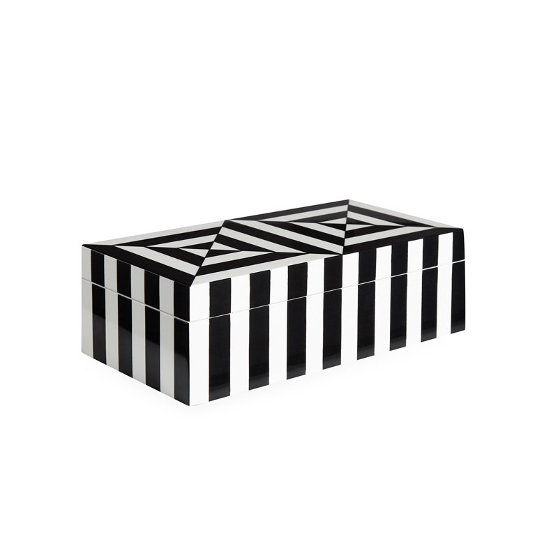 Black and White Glossy Plastic Stackable Lidded Box