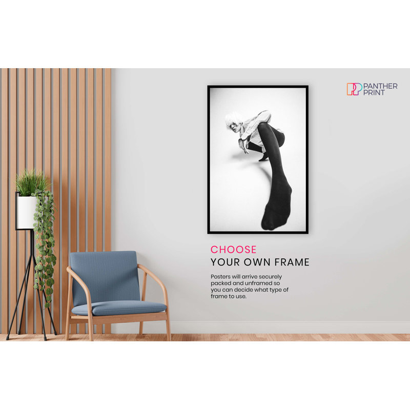 Panther Print Fine Art Prints Black & White Woman Angled Pose Artistic Unframed Poster, Pictures For Home Walls, Bedroom, Living Room & Bathroom Decor - No Frame Print