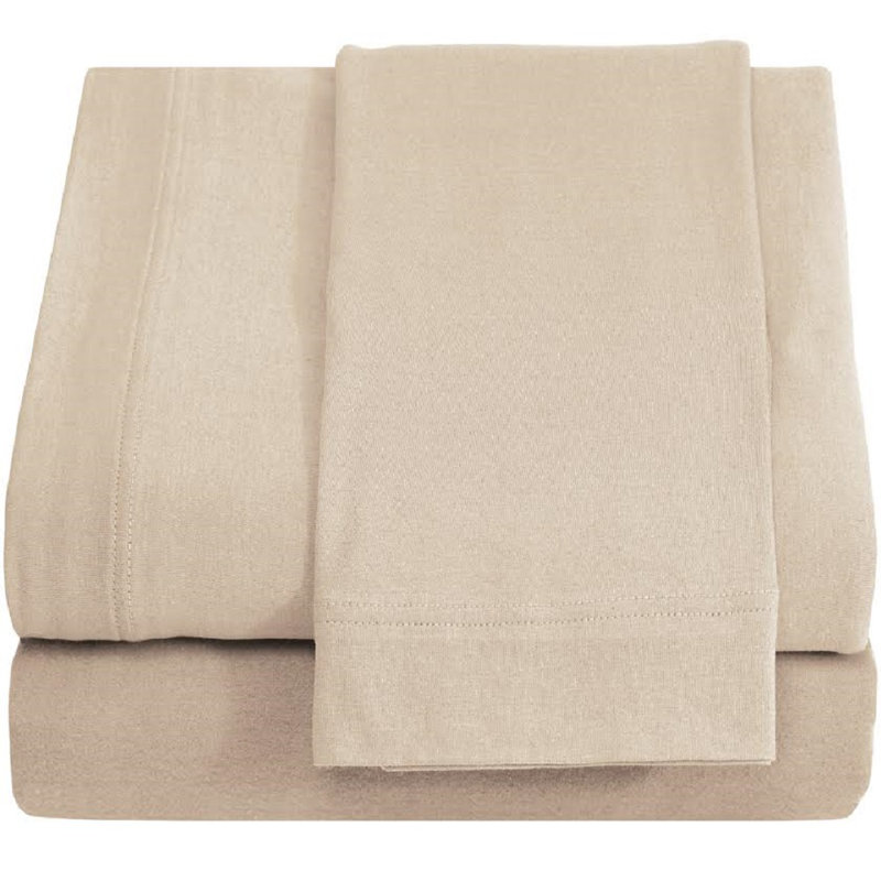 Twin XL Sand Organic Cotton Jersey Sheet Set