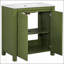 Meuble-lavabo de ferme 30 po avec lavabo en céramique, porte à fermeture en douceur, tablette réglable, armoire de rangement vert olive, structure en bois moderne, conception spacieuse et surface facile à nettoyer-1475087907