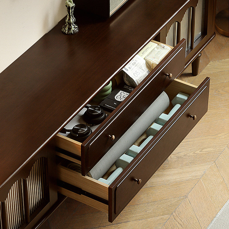 Meuble télé de style français avec rangement rétro, H 22,05 po x L 78,74 po x l 15,75 po