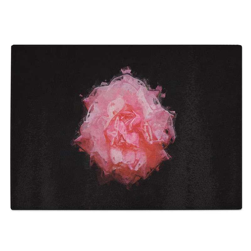 Glass Lone Pink Carnation in Abstract Chopping Board, 39 cm W x 28.5 cm L