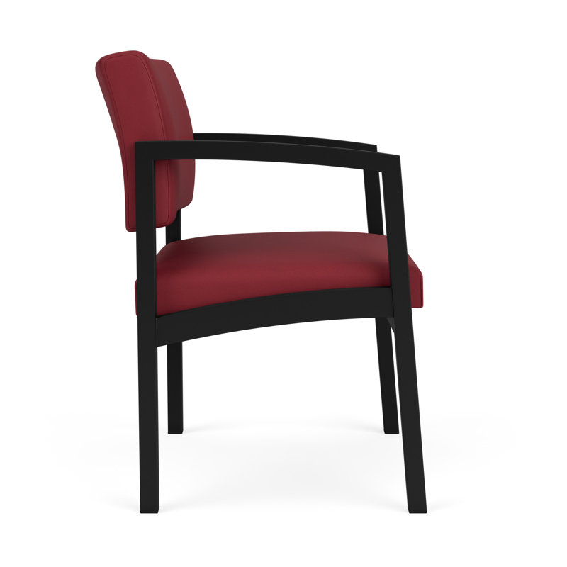 Chaise d'invité en acier Lenox, Noir, Bordeaux Patriot Plus - nettoyez le vinyle avec un