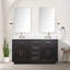 Ensemble de meuble-lavabo double en chêne noir l 60 po x P 22 po, plateau en marbre de culture et robinet