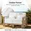  Canapé de patio convertible 2 places en bois massif avec coussin lombaire Darren